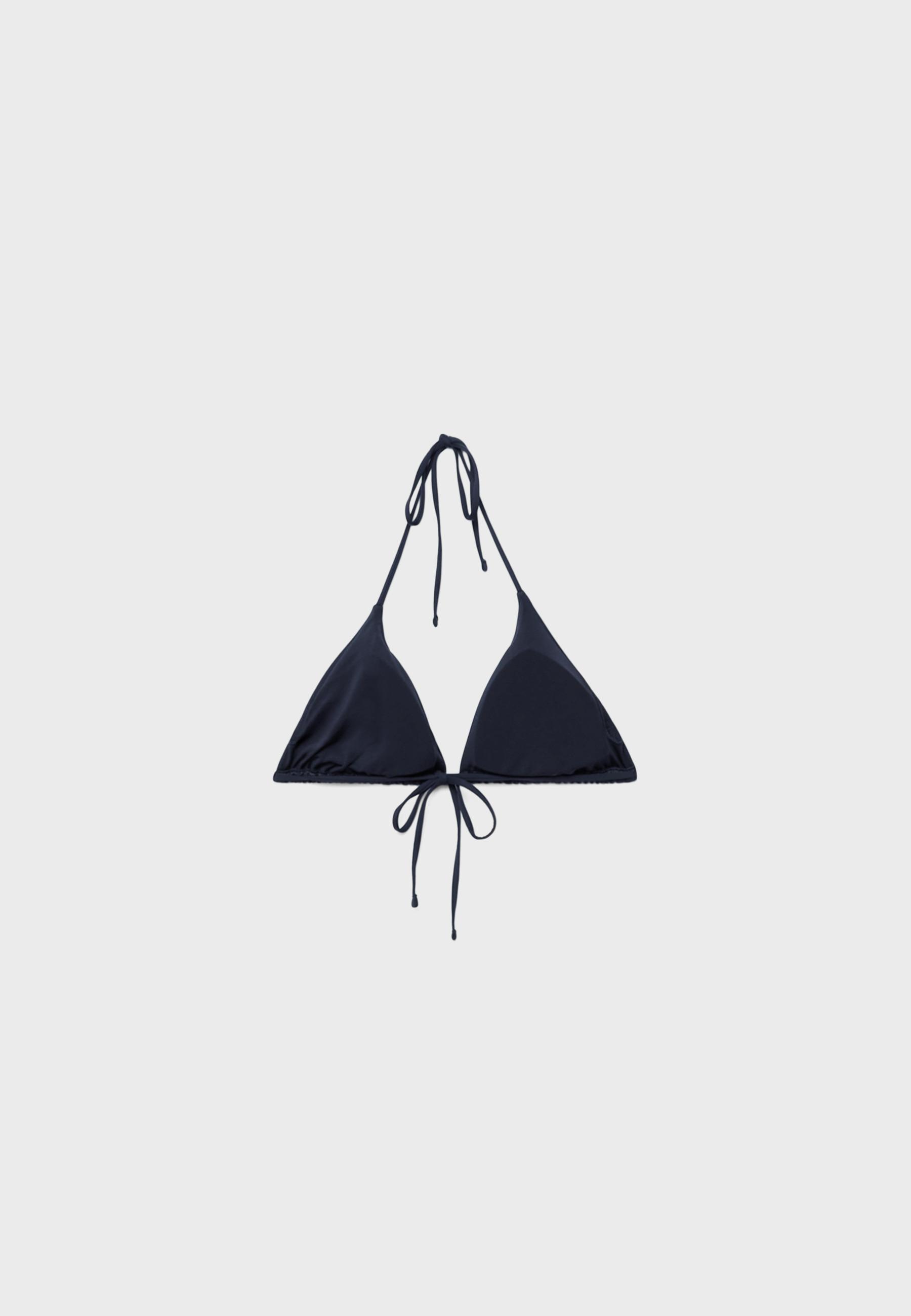 Shimmery triangle bikini top — Dark blue