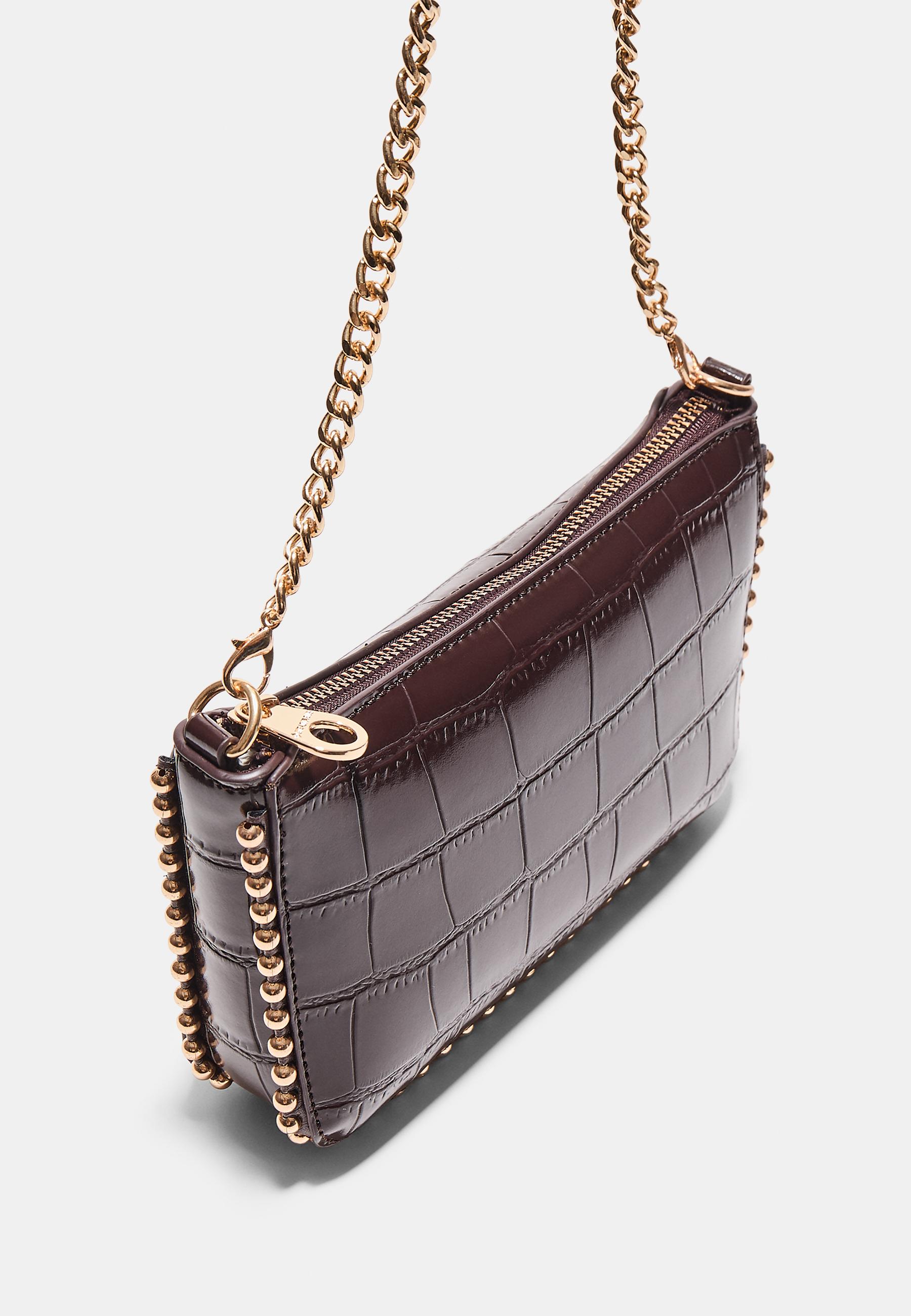Stradivarius Boncuklu mini timsah deseni görünümlü çanta görsel 4