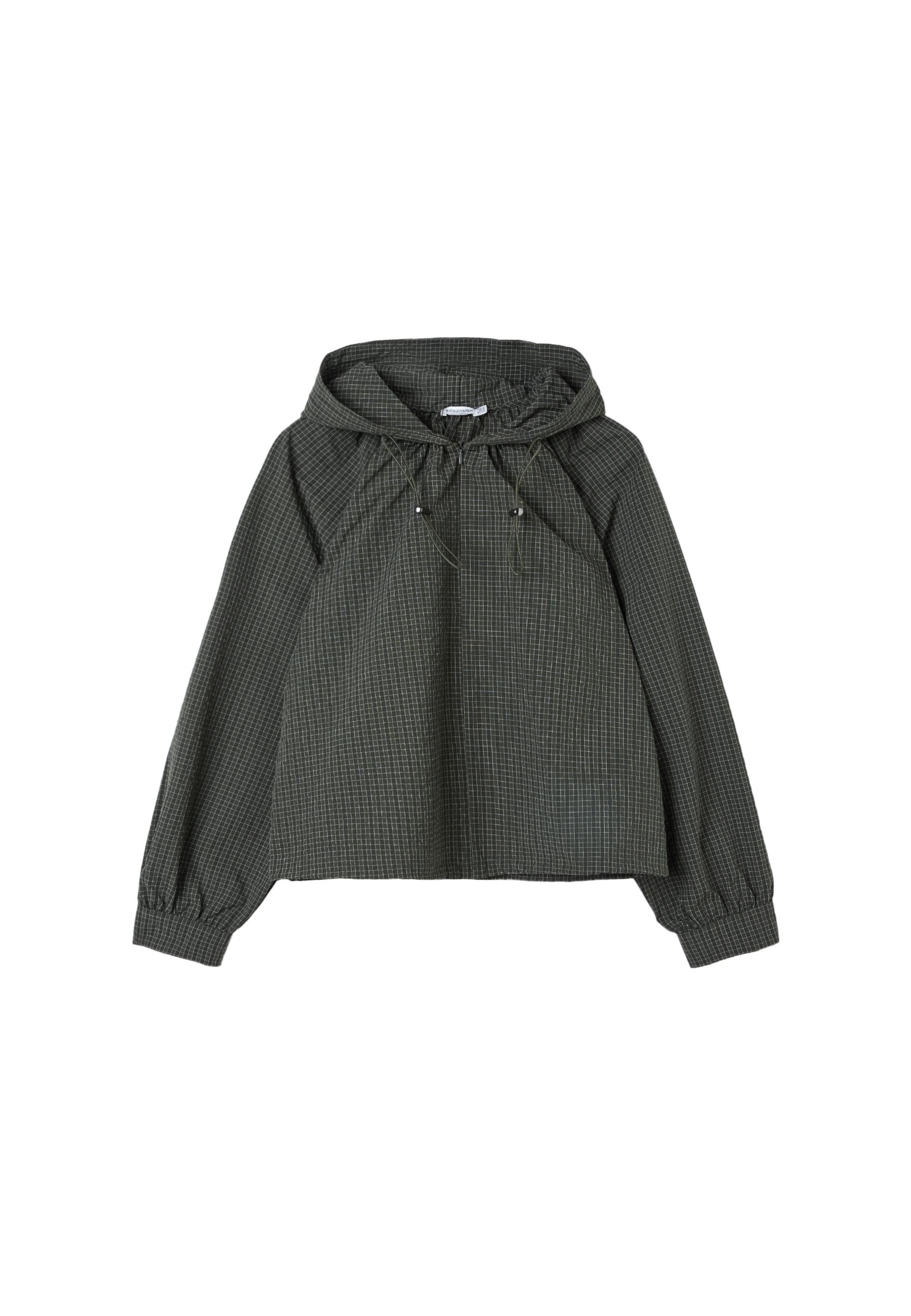 Checked Technical Sweatshirt — Khaki