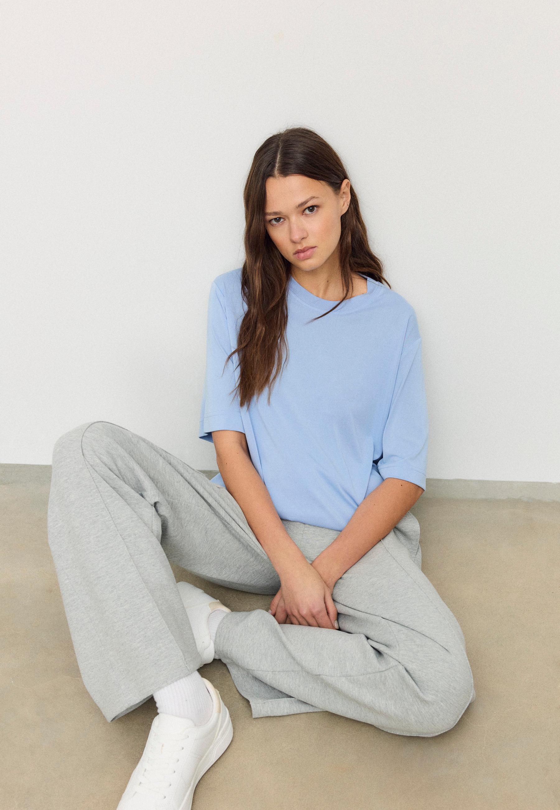 Soft-touch oversize turtleneck — Sky blue