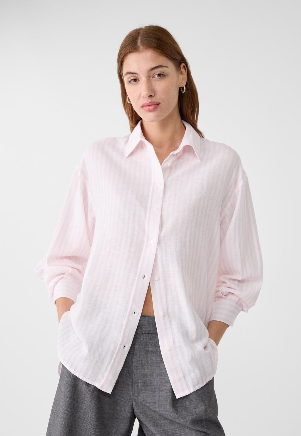 Striped linen blend shirt