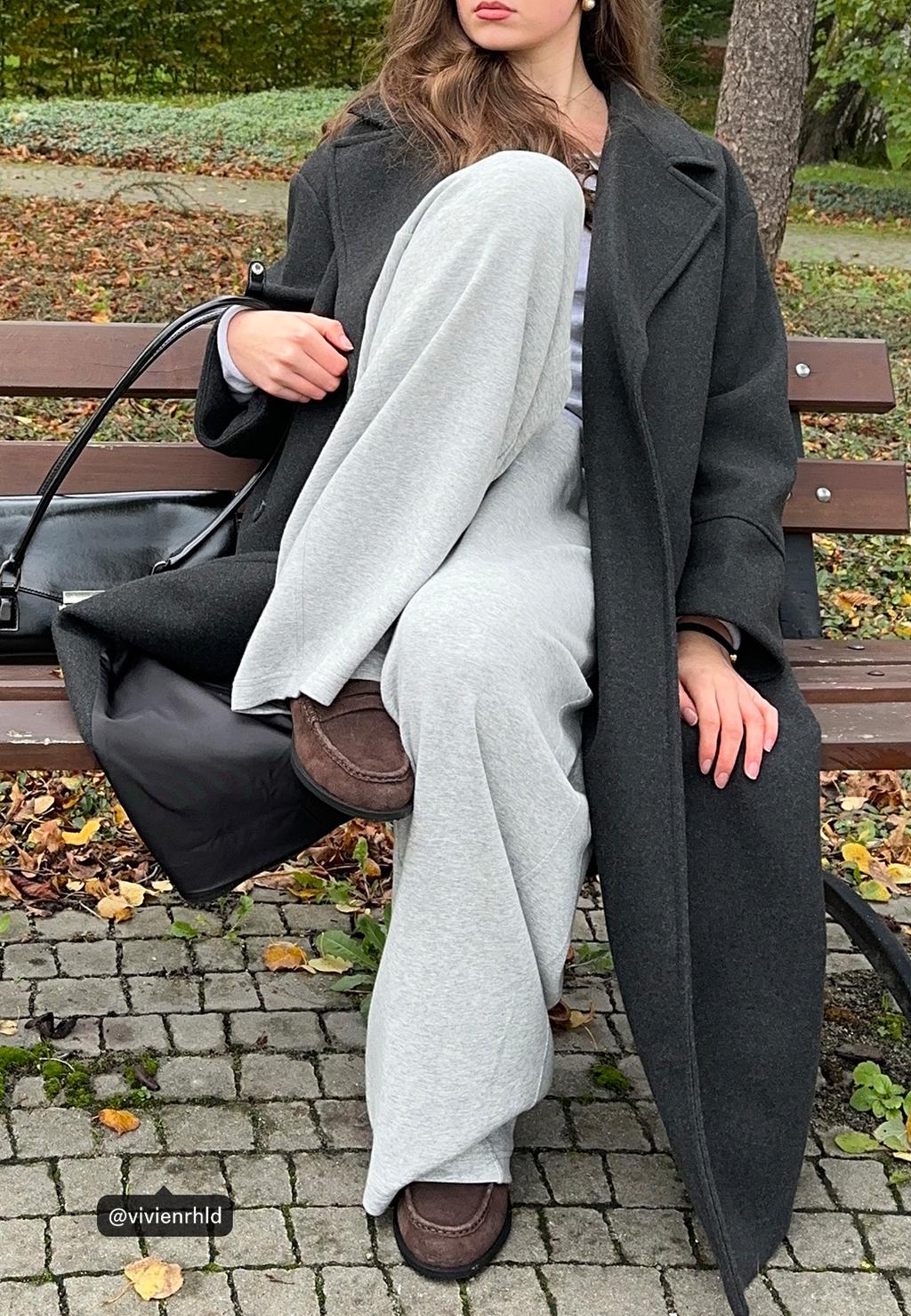 Spodnie dresowe wide leg z lamówką