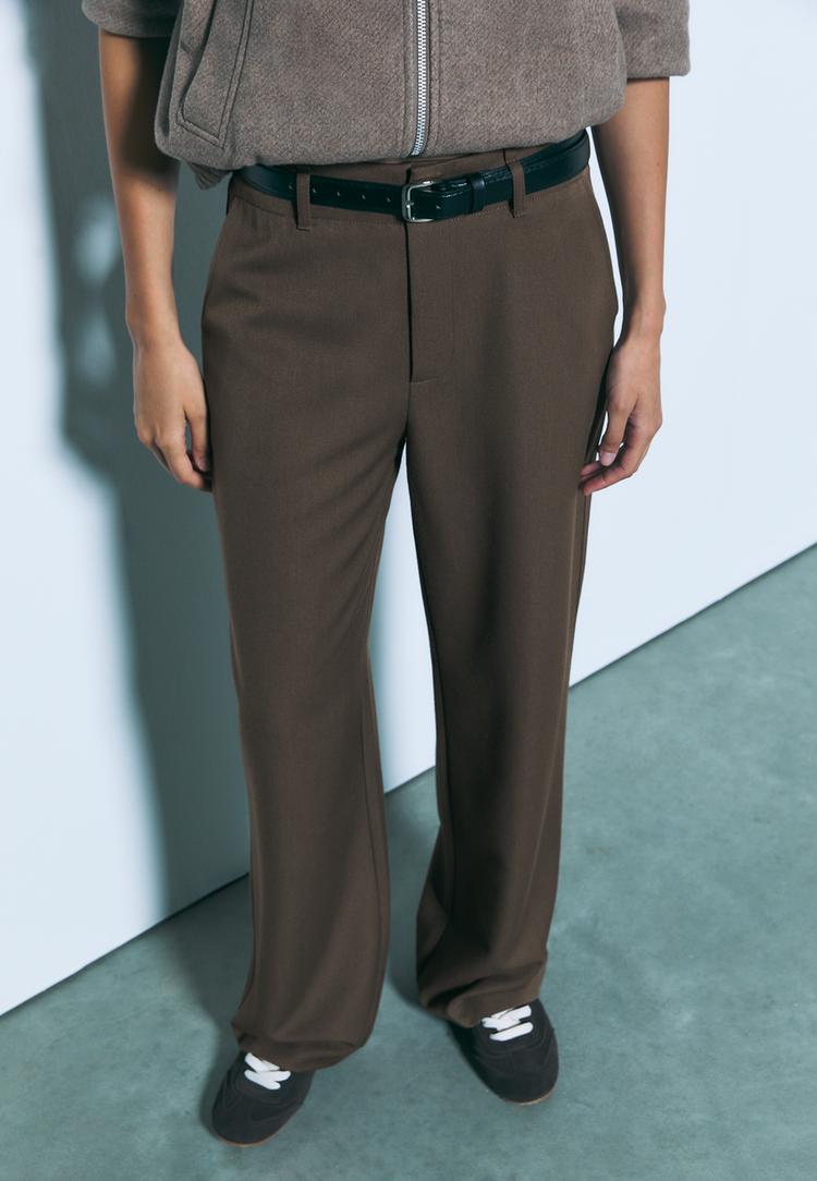 pantalon fluido recto vestir cinturon