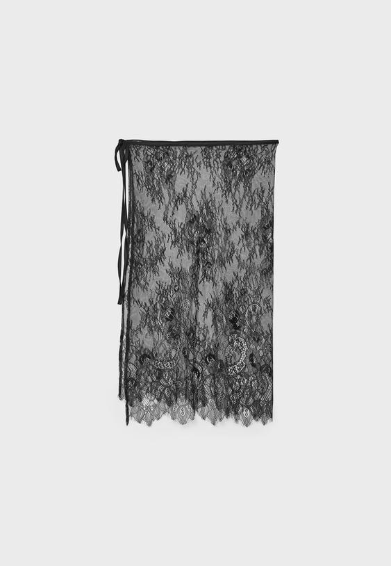 Stradivarius Lace Pareo Black Os