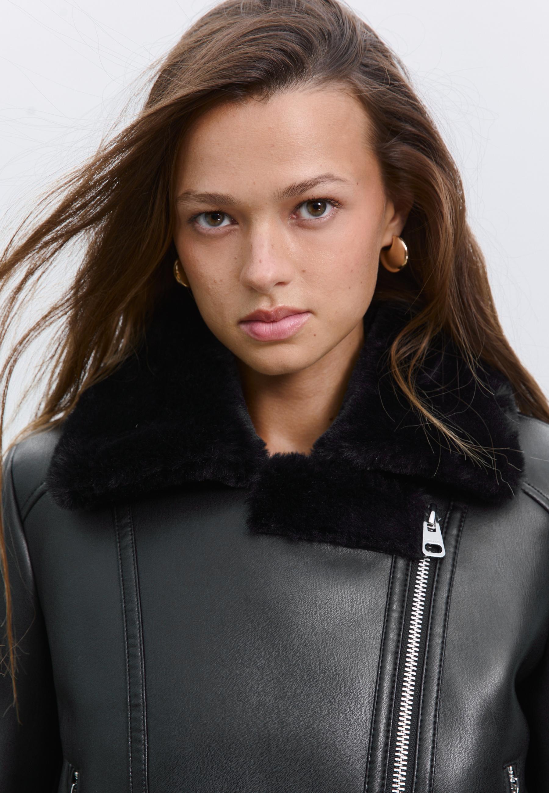 Faux leather double-faced biker jacket - Women's fashion