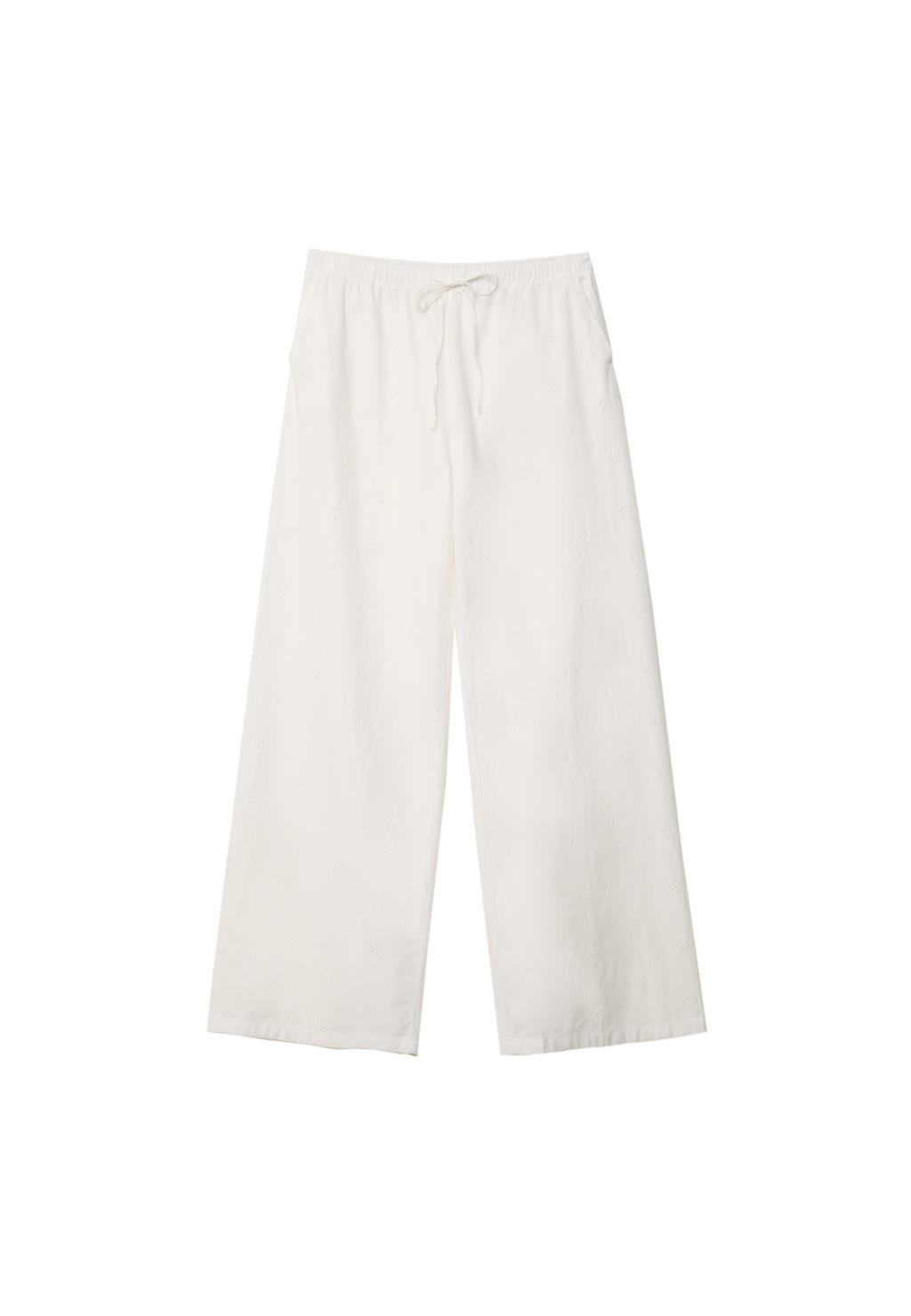 Geborduurde soepele broek