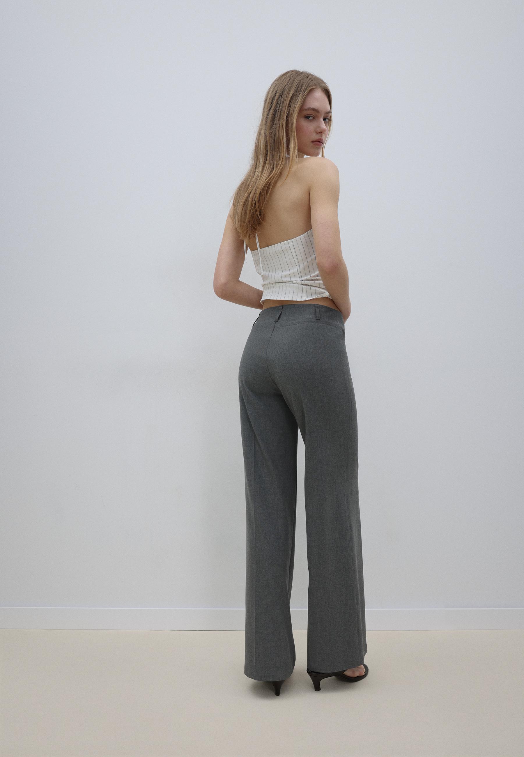 Dar kesim düz paça klasik pantolon - Görsel 5