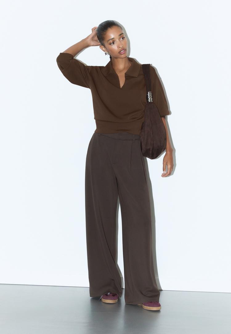Stradivarius Mikina Soft Touch Brown Xs