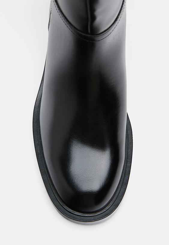 Stradivarius Cizme Hípice Plate Negru 37