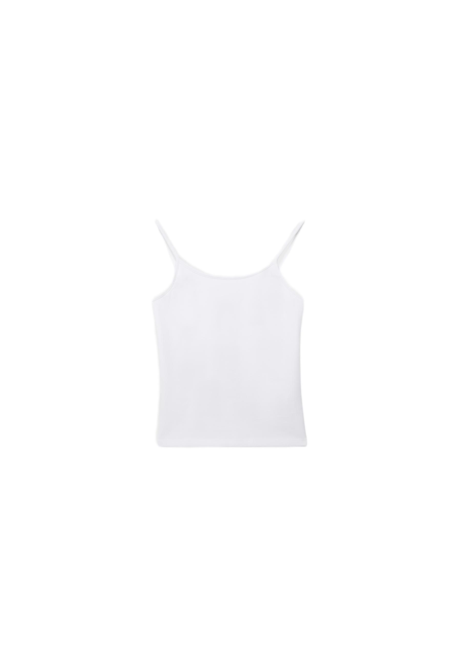 B07 Ribbed strap top — White