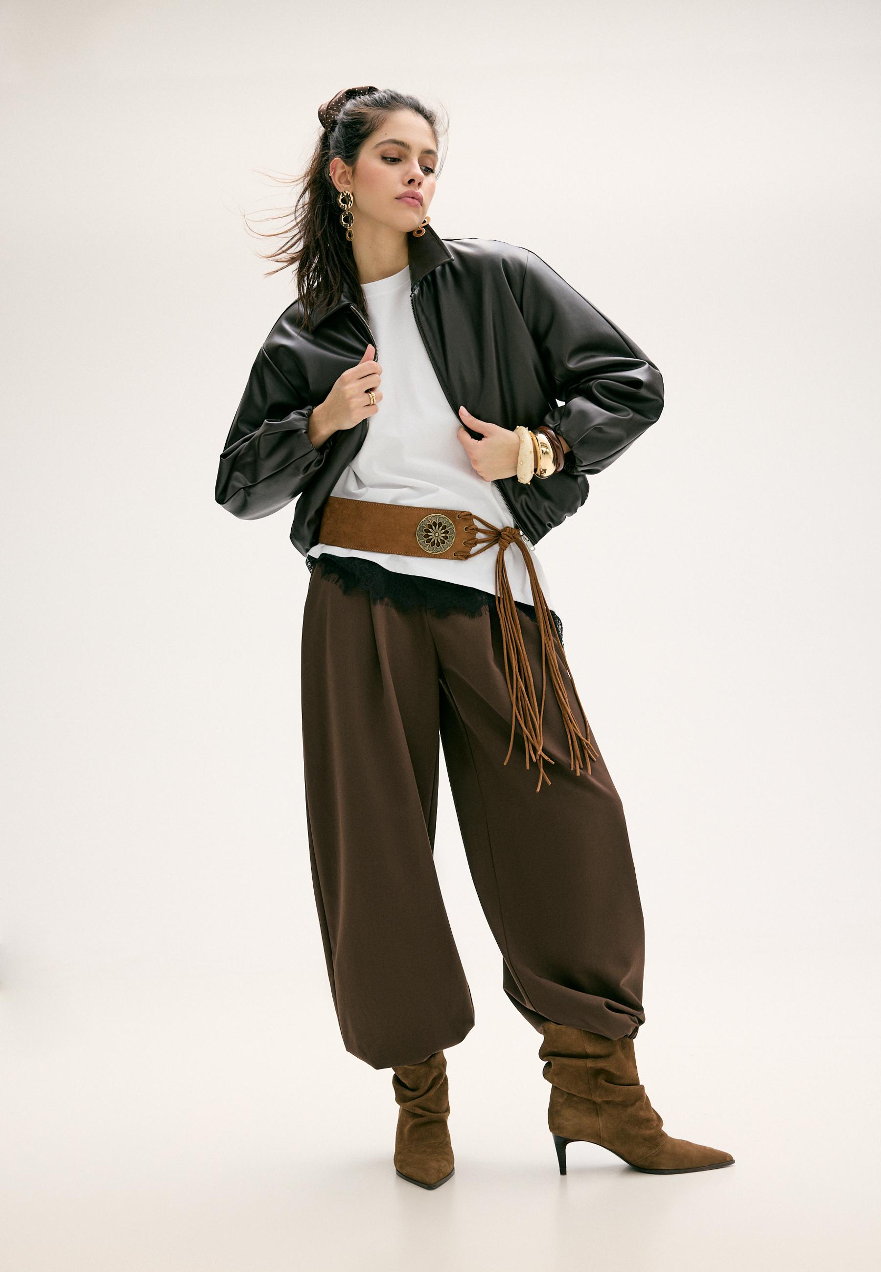 Smart balloon fit trousers — Brown
