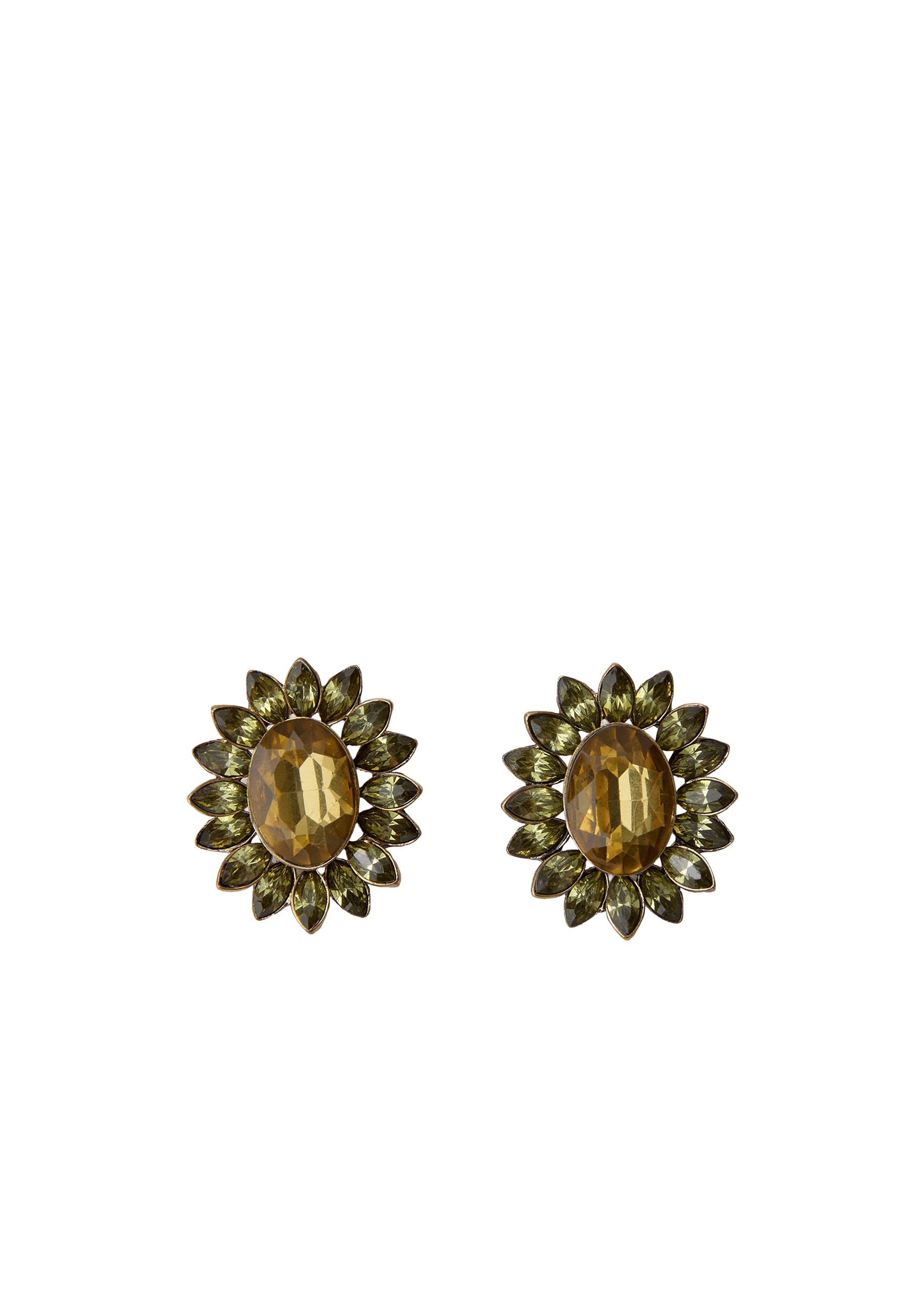 Jewelled stud earrings — Khaki