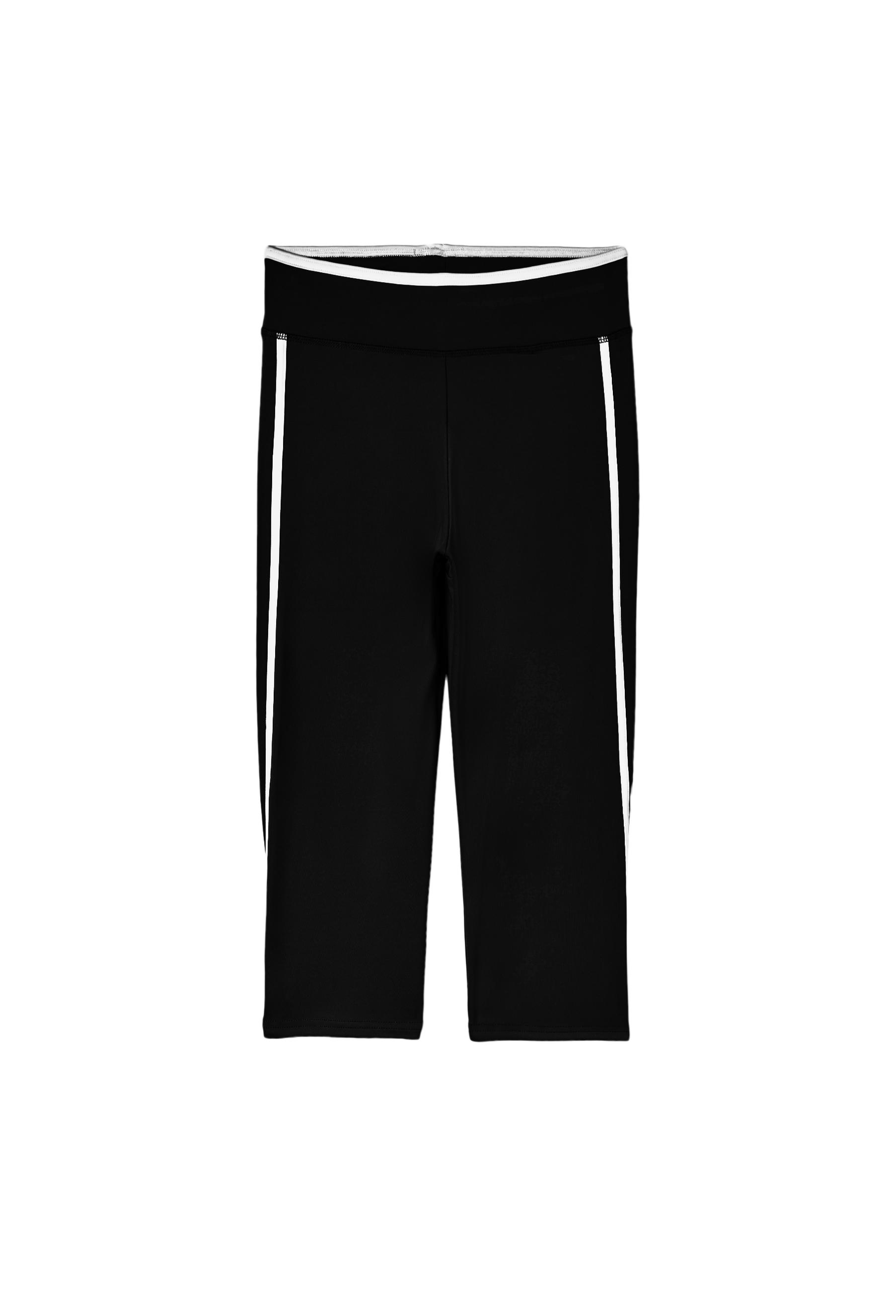 Side-stripe capri leggings — Black