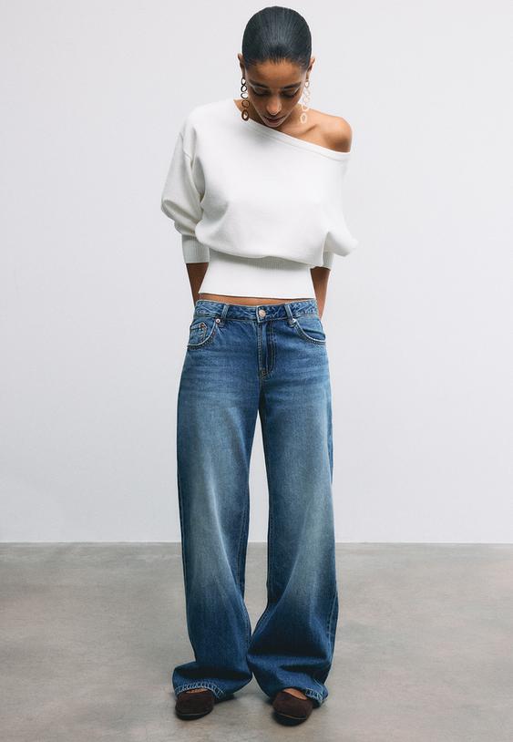 asimetrik kesim fitilli triko kazak