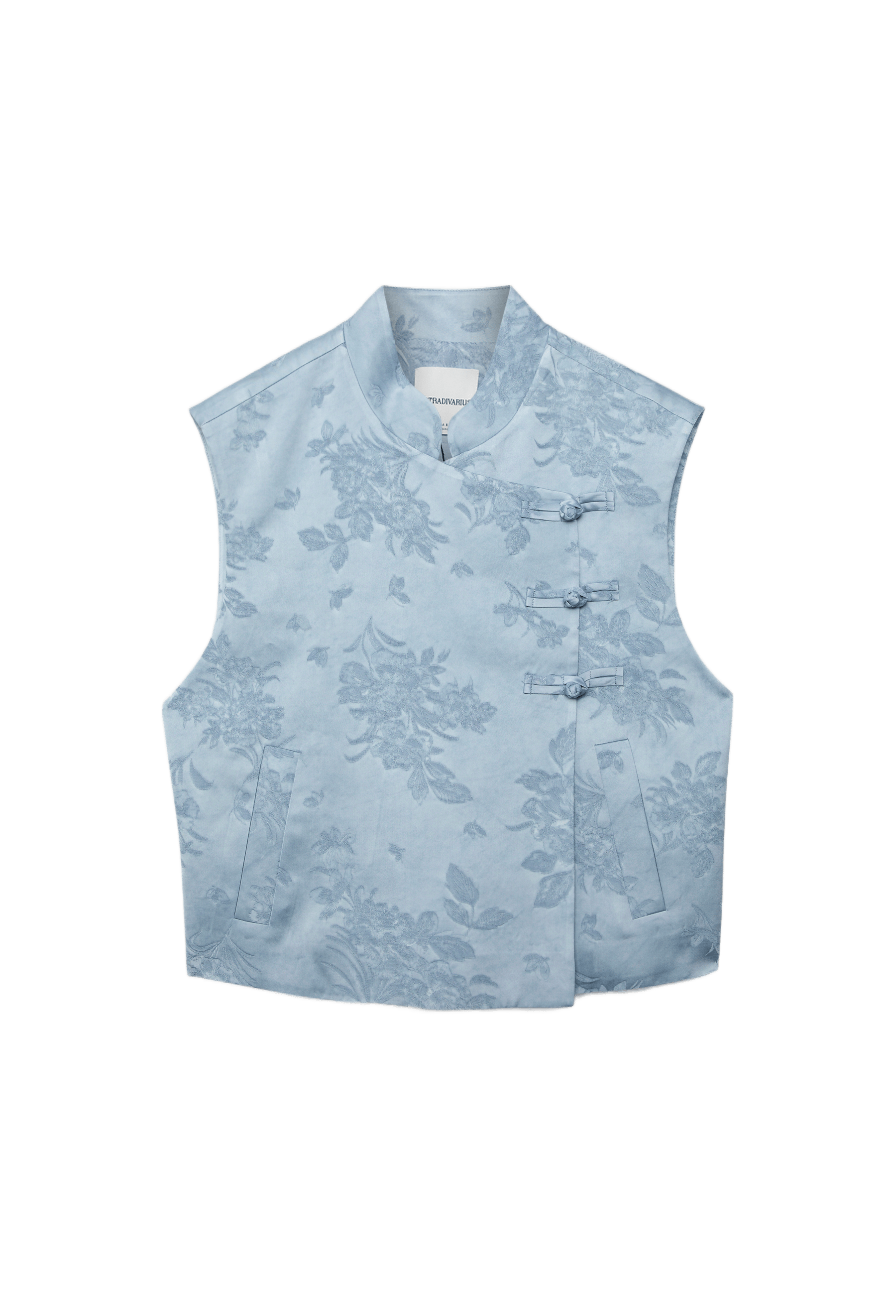 Stand collar waistcoat with toggles — Sky blue