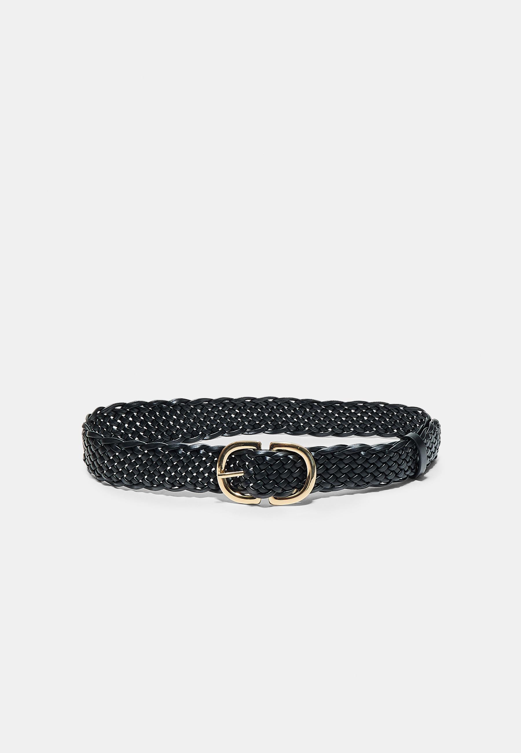 Braided double buckle belt — Black