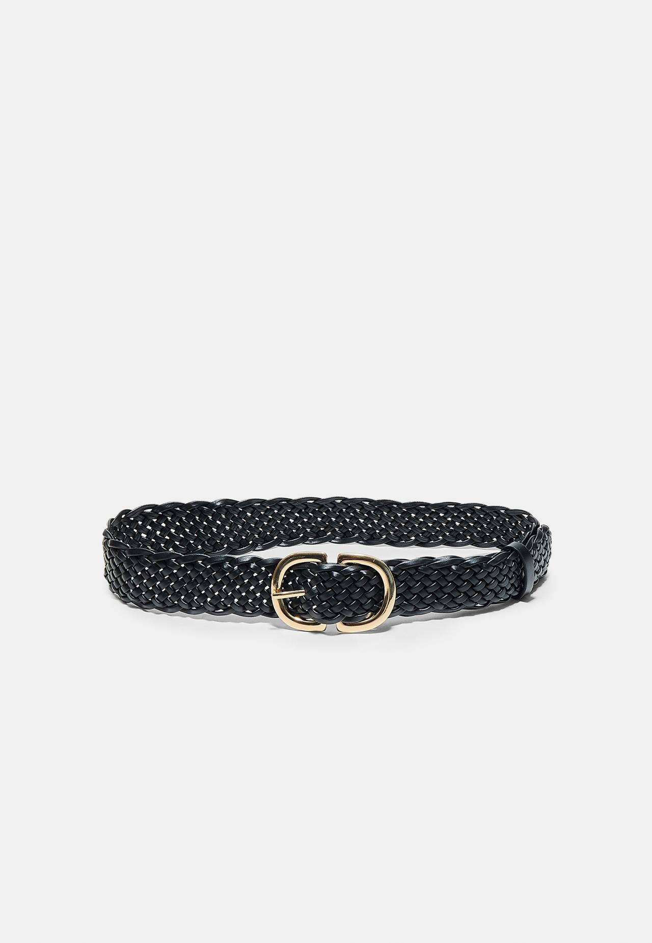 Braided double-buckle belt — Black