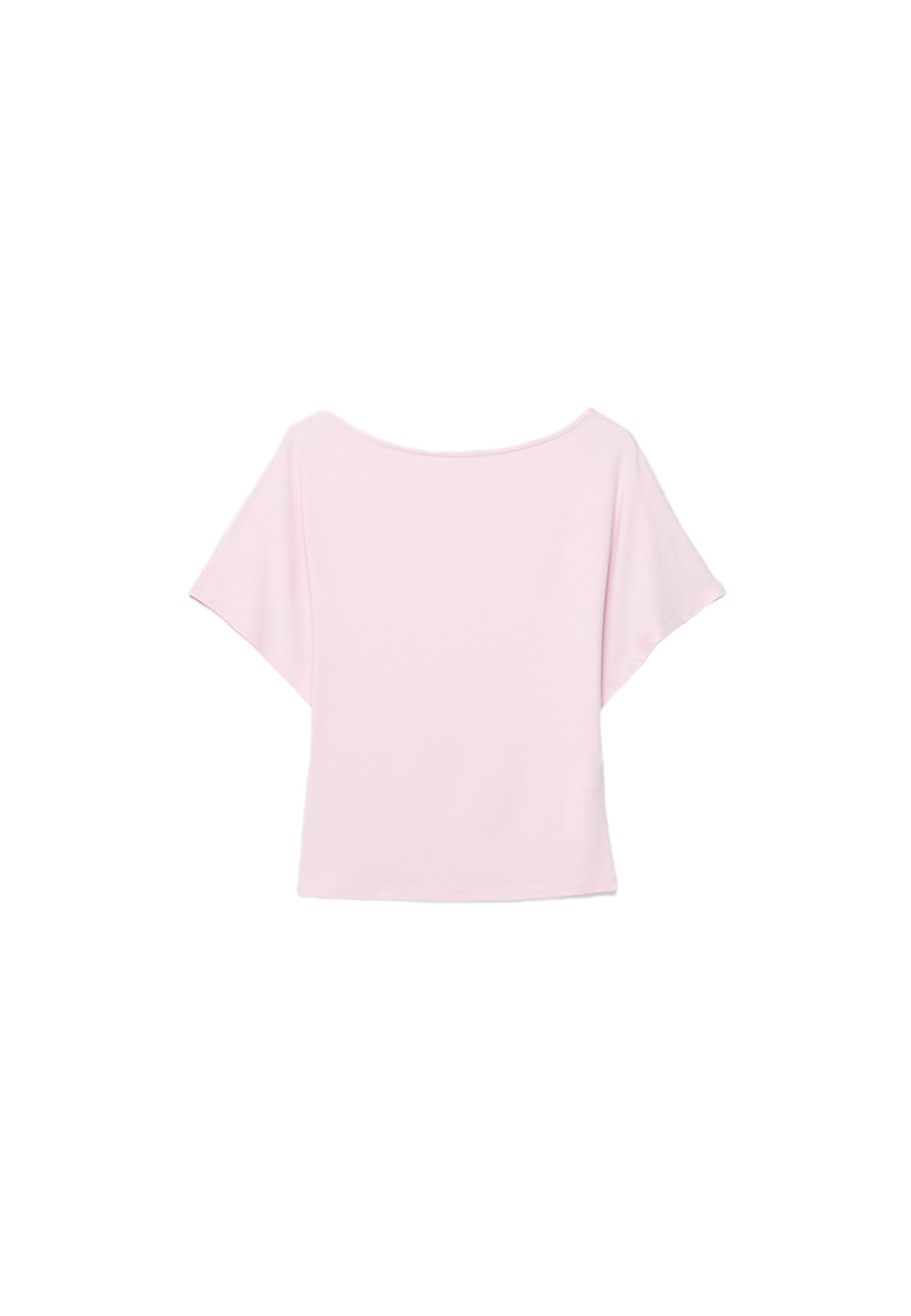 Short sleeve boat neck T-shirt — Salmon pink