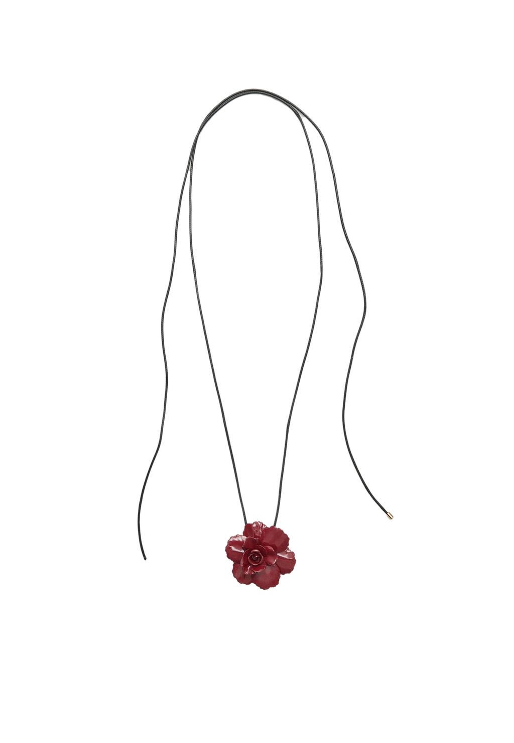 Cord necklace with metal flower