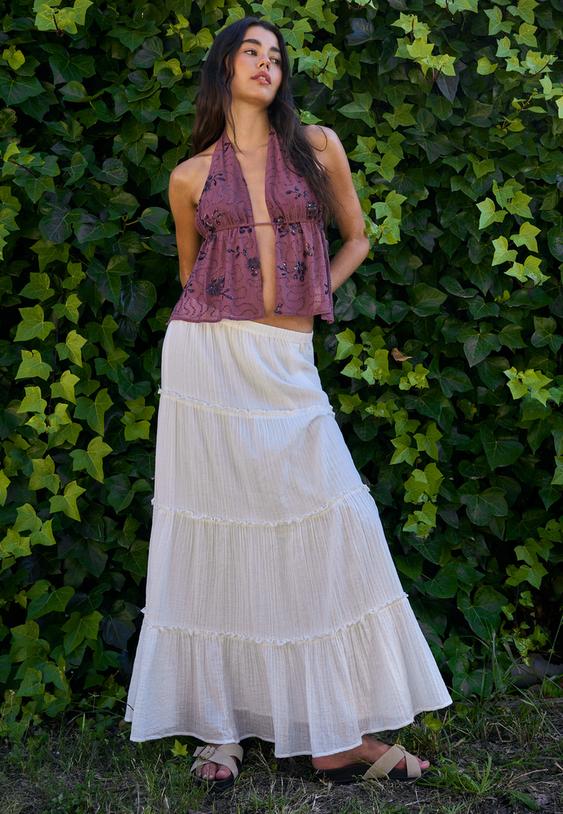 embroidered halter top with rhinestones
