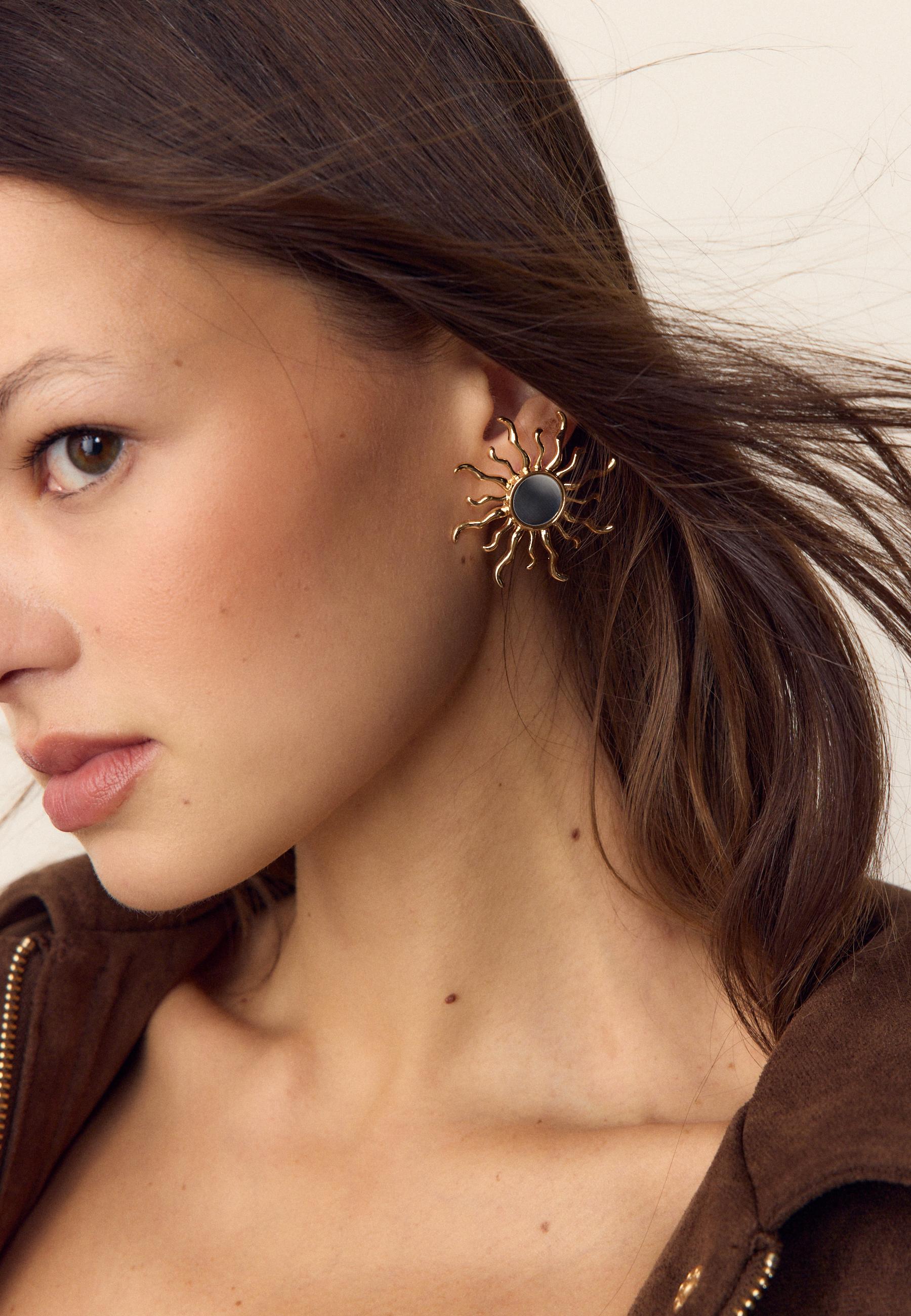 Mirror effect sun earrings — Gold