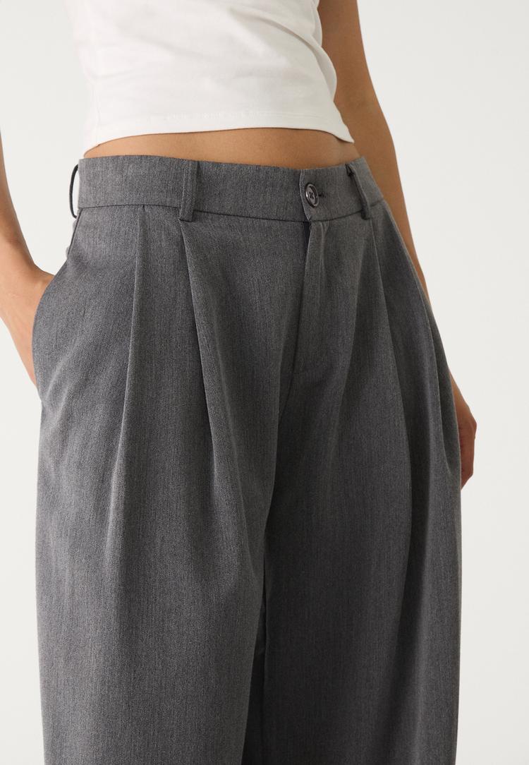 pantalon vestir wide leg pinzas