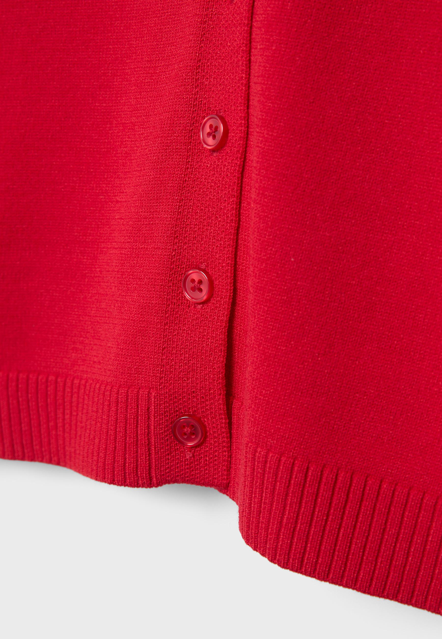 Stand collar buttoned knit cardigan — Red