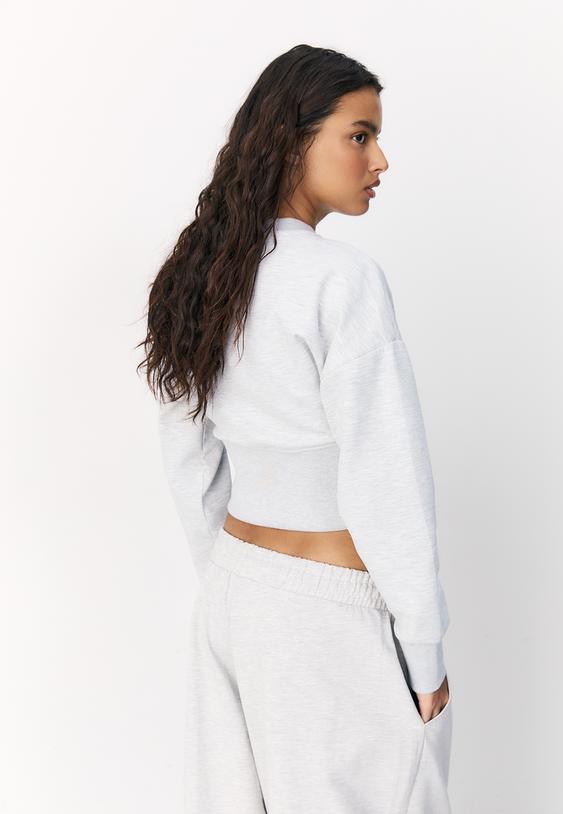 Stradivarius Snap Button Sash Sweatshirt Grey Melange L