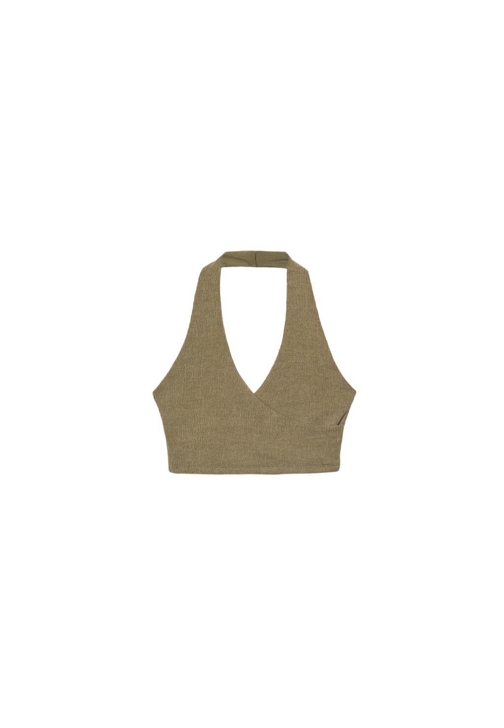 Top corto halter efecto arrugado