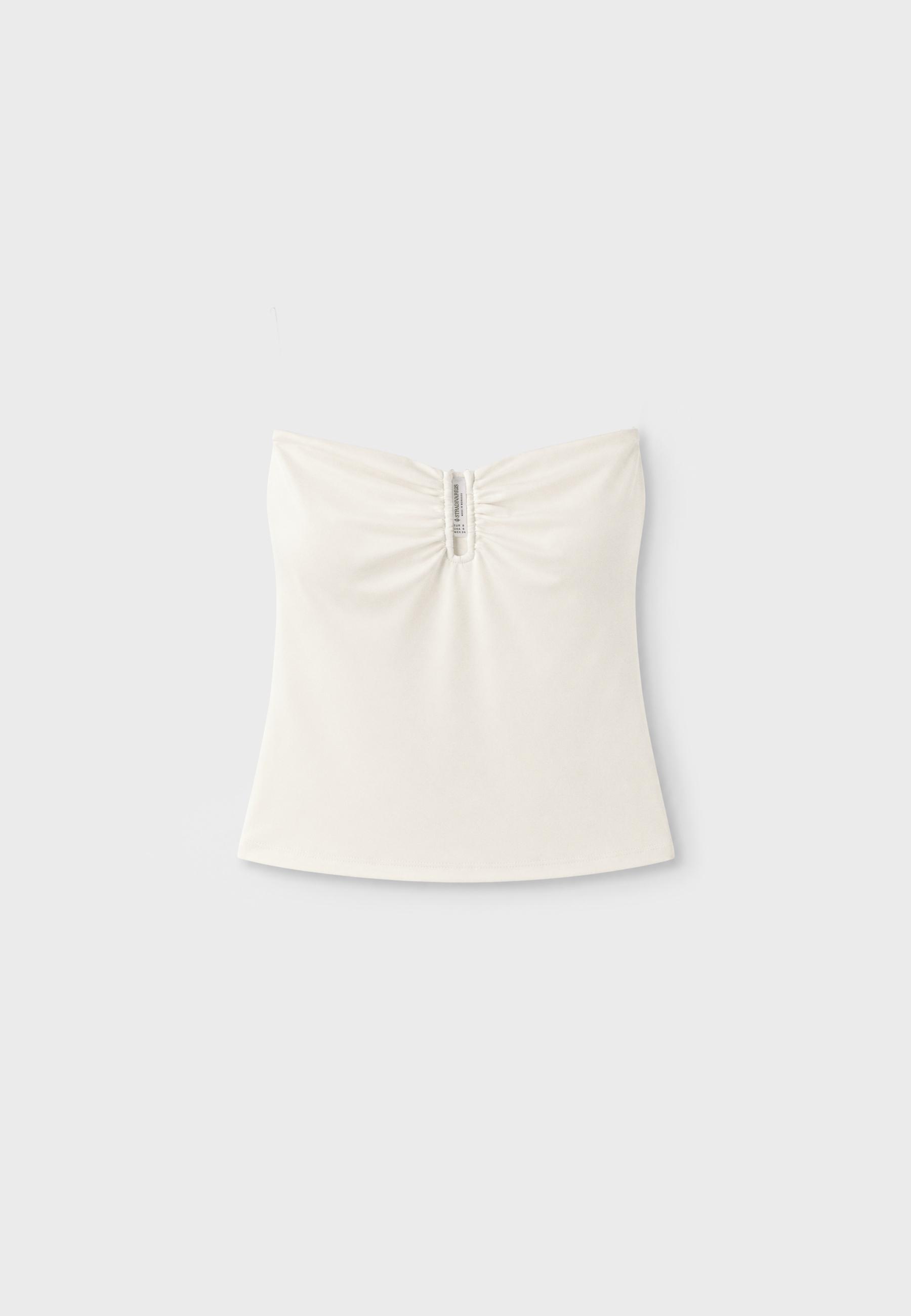 Draped cropped top — Ecru