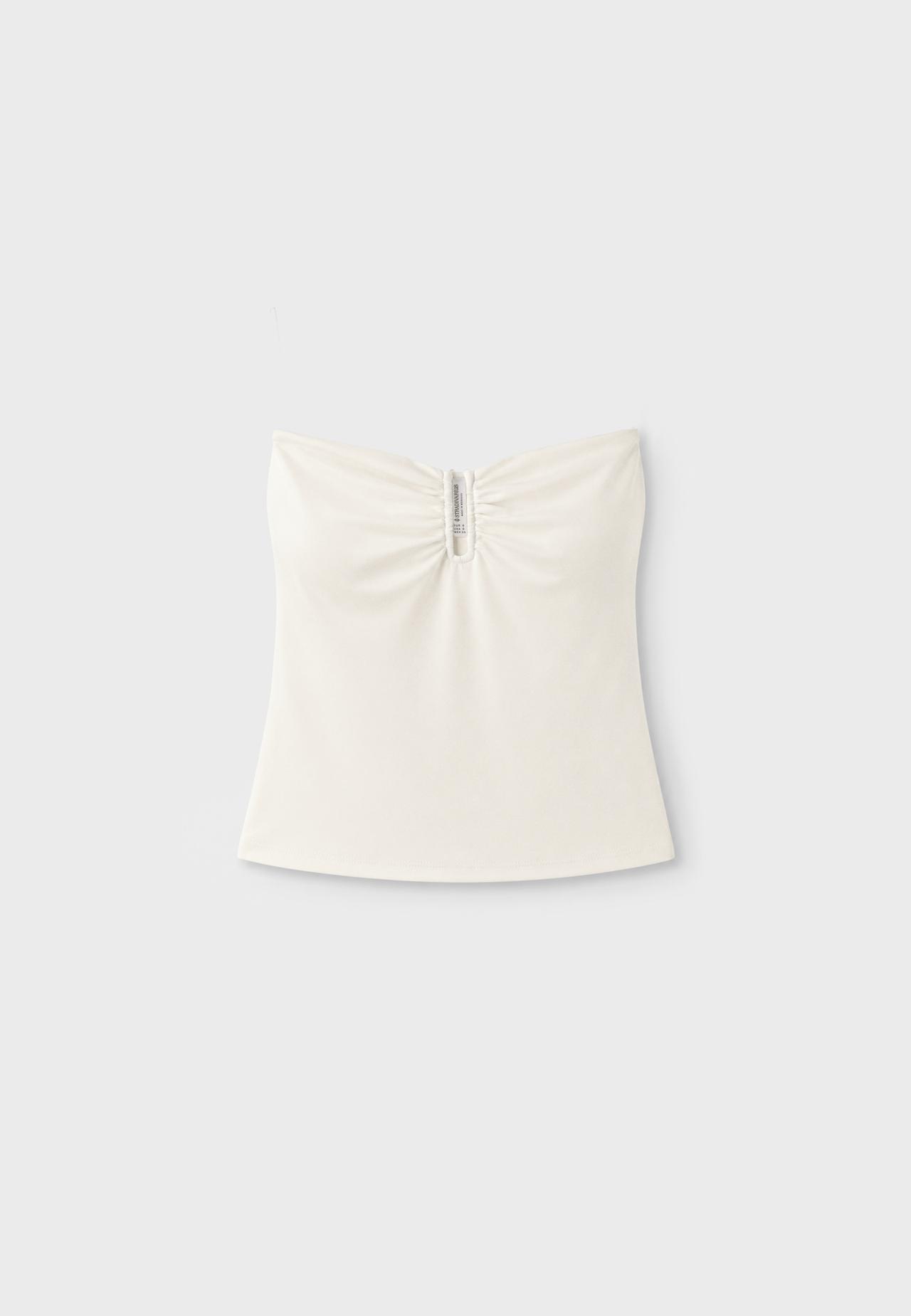 Draped cropped top — Ecru