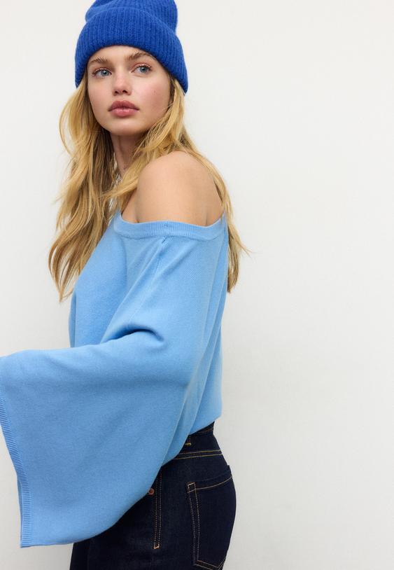 tricot trui met vleermuismouw