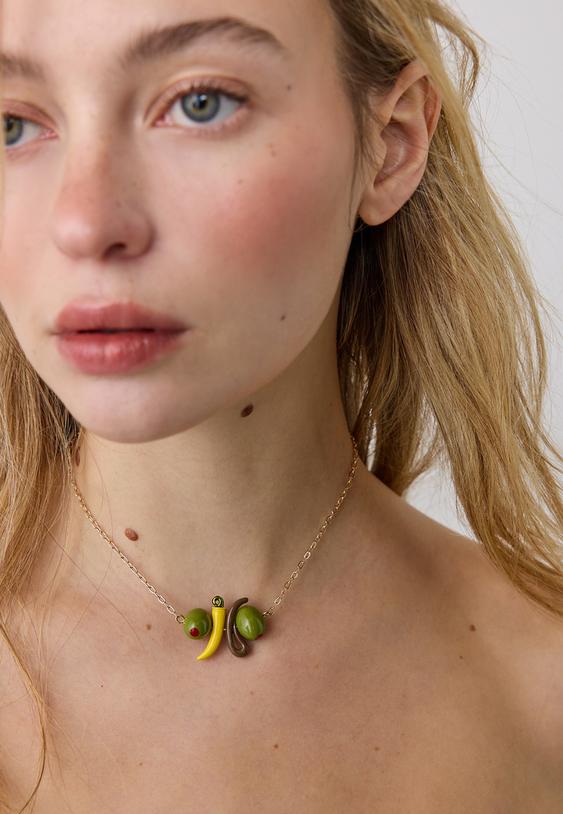 Stradivarius Set Of 2 Olive Necklaces Gold Os