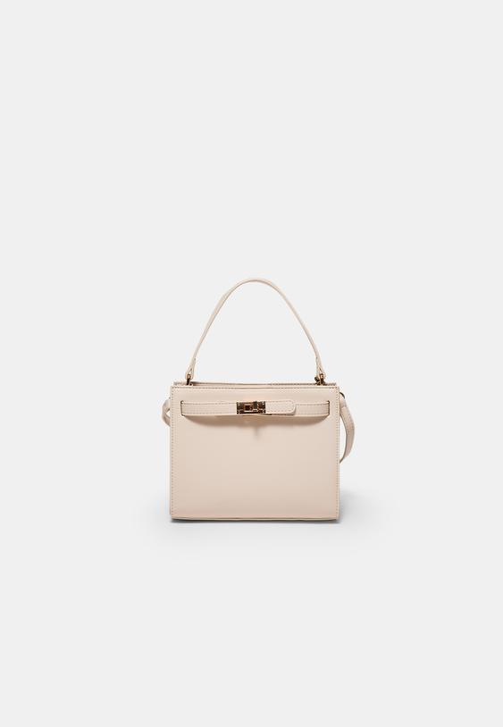 Stradivarius Rigid Box Crossbody Bag Ecru Os