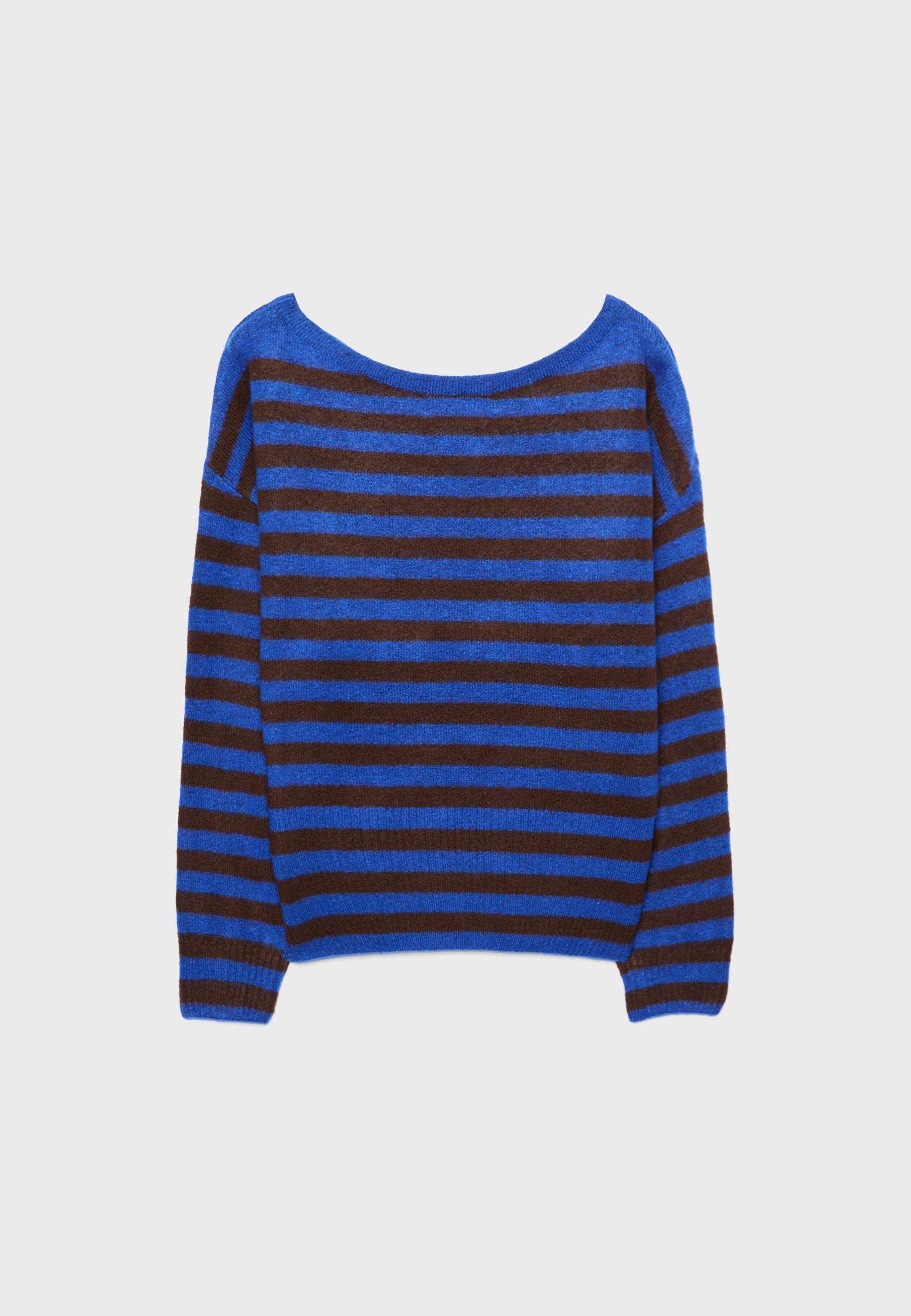 Soft-touch knit boat neck sweater — Navy blue