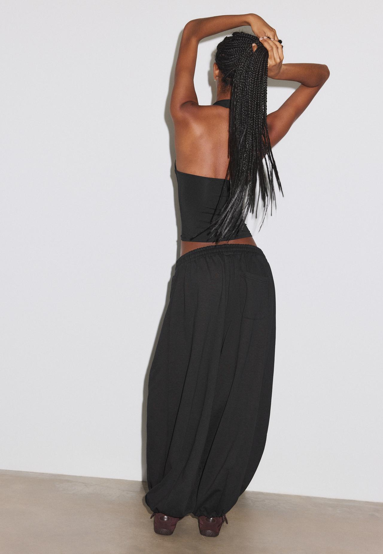 Balloon jogger trousers with stoppers — Black
