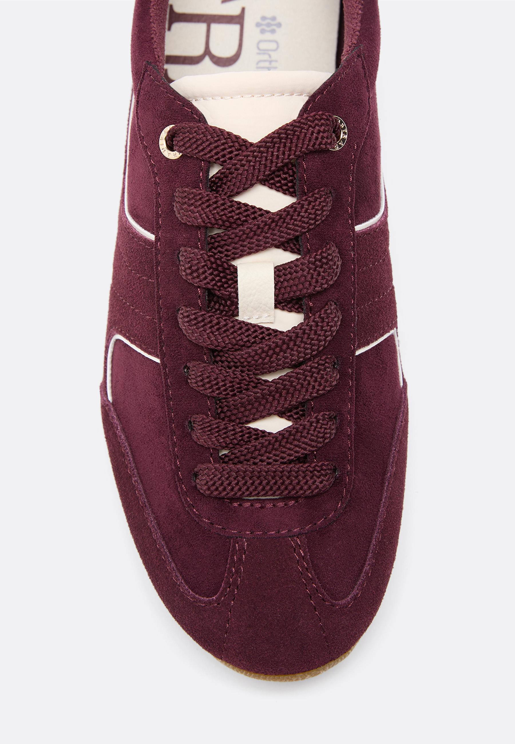 Soft flat sole trainers with leather details — BURGUNDY