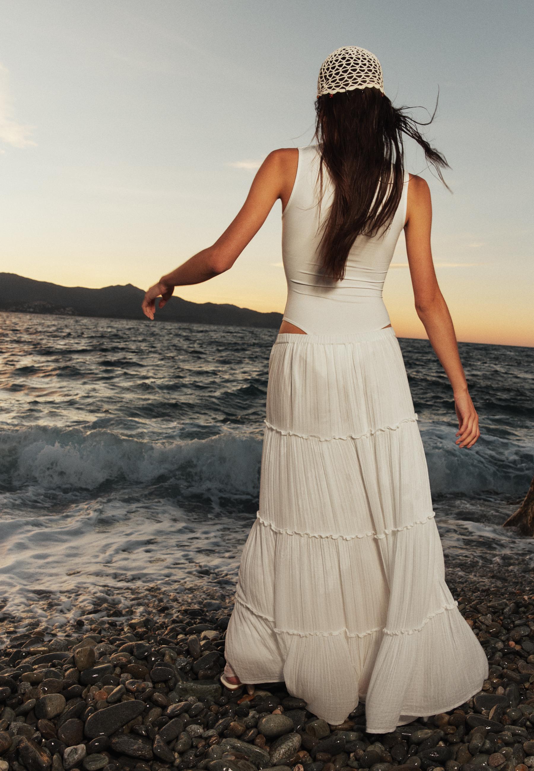 Long panelled skirt — White