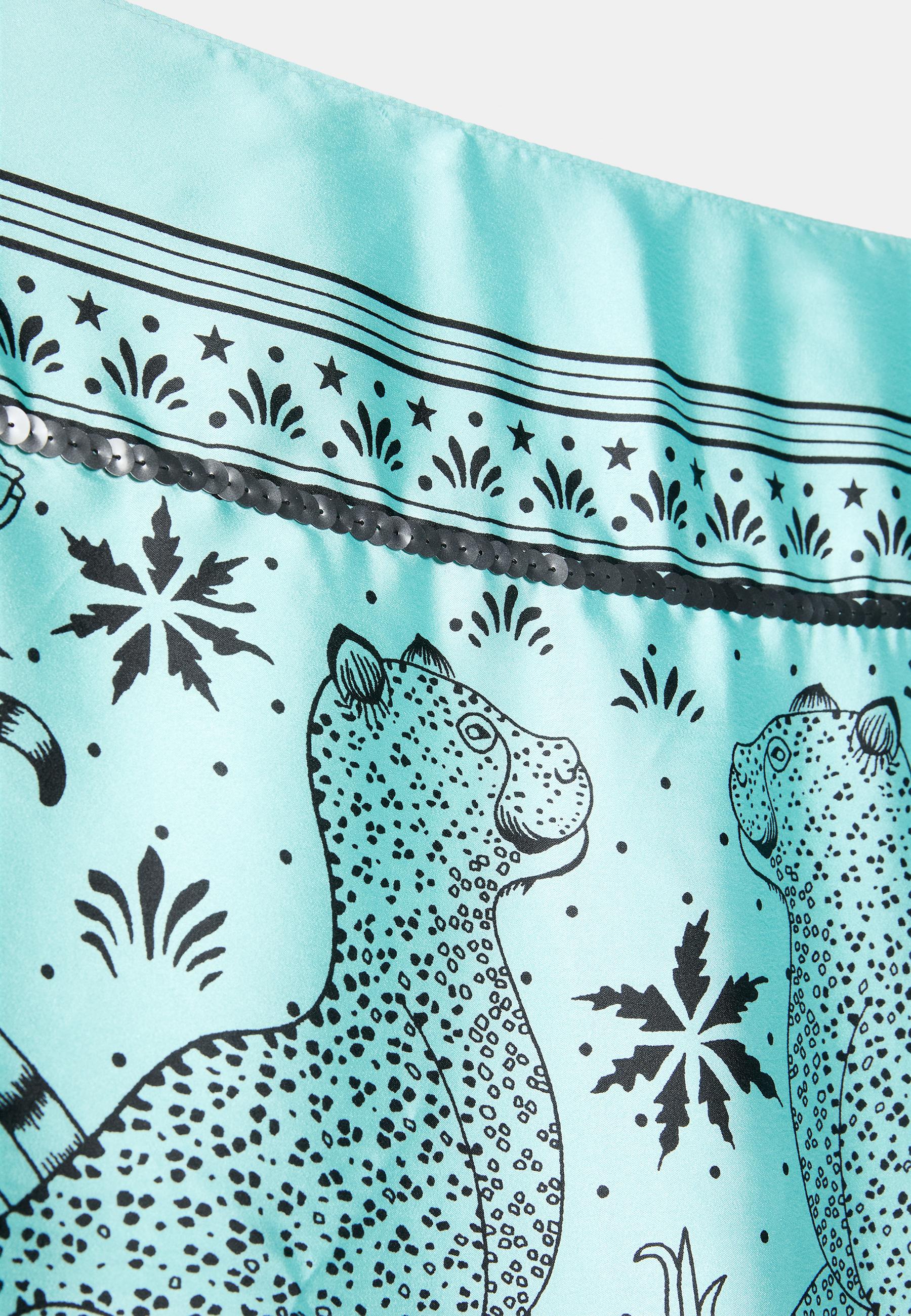 Sequined row print scarf — Sky blue