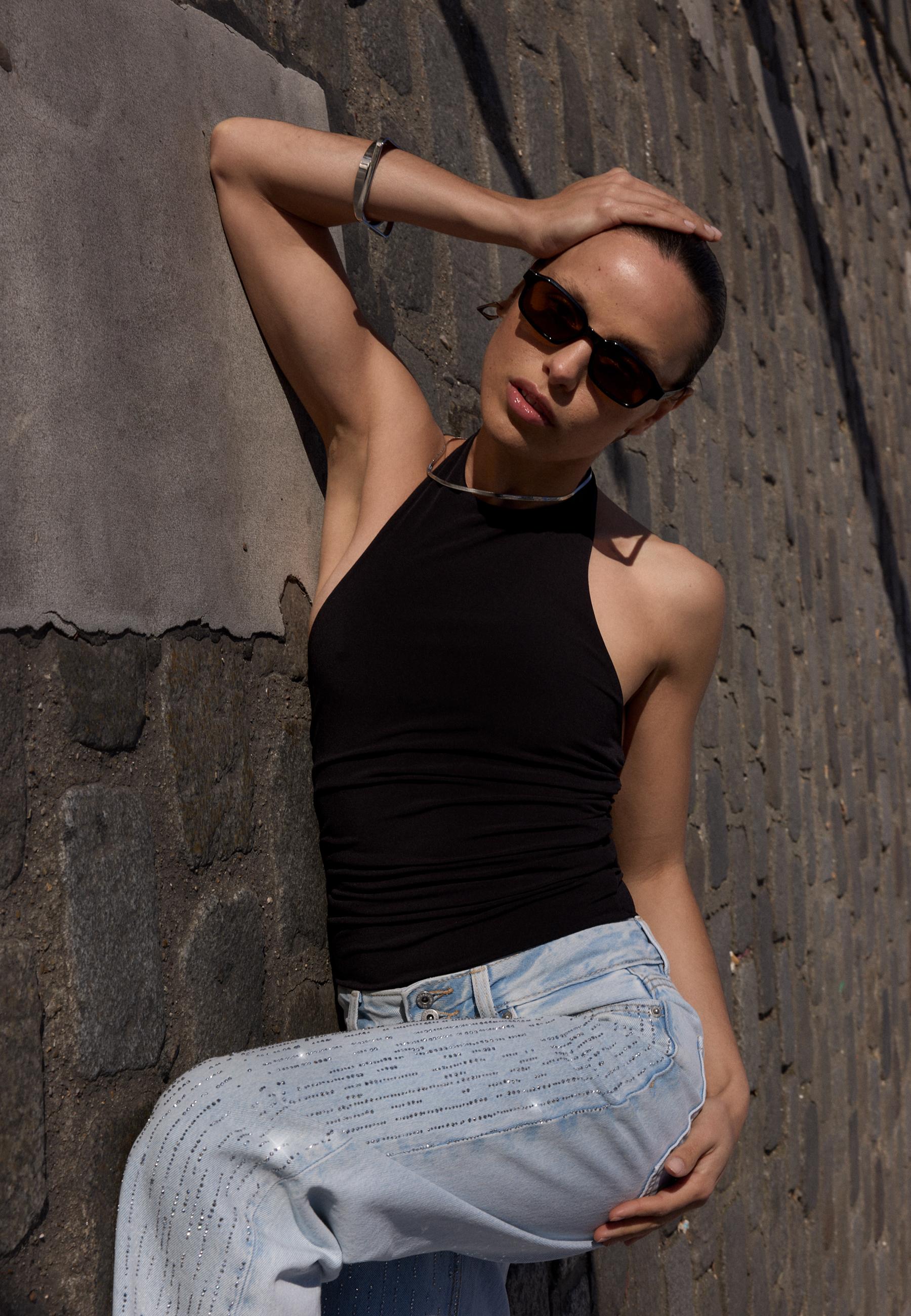 Halterneck bodysuit — Black