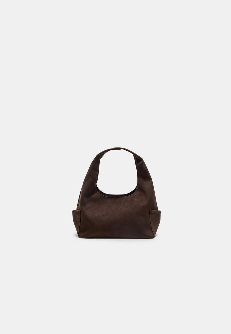 Stradivarius Kabelka Na Rameno Z Imitace Semiše S Kapsami Brown Os