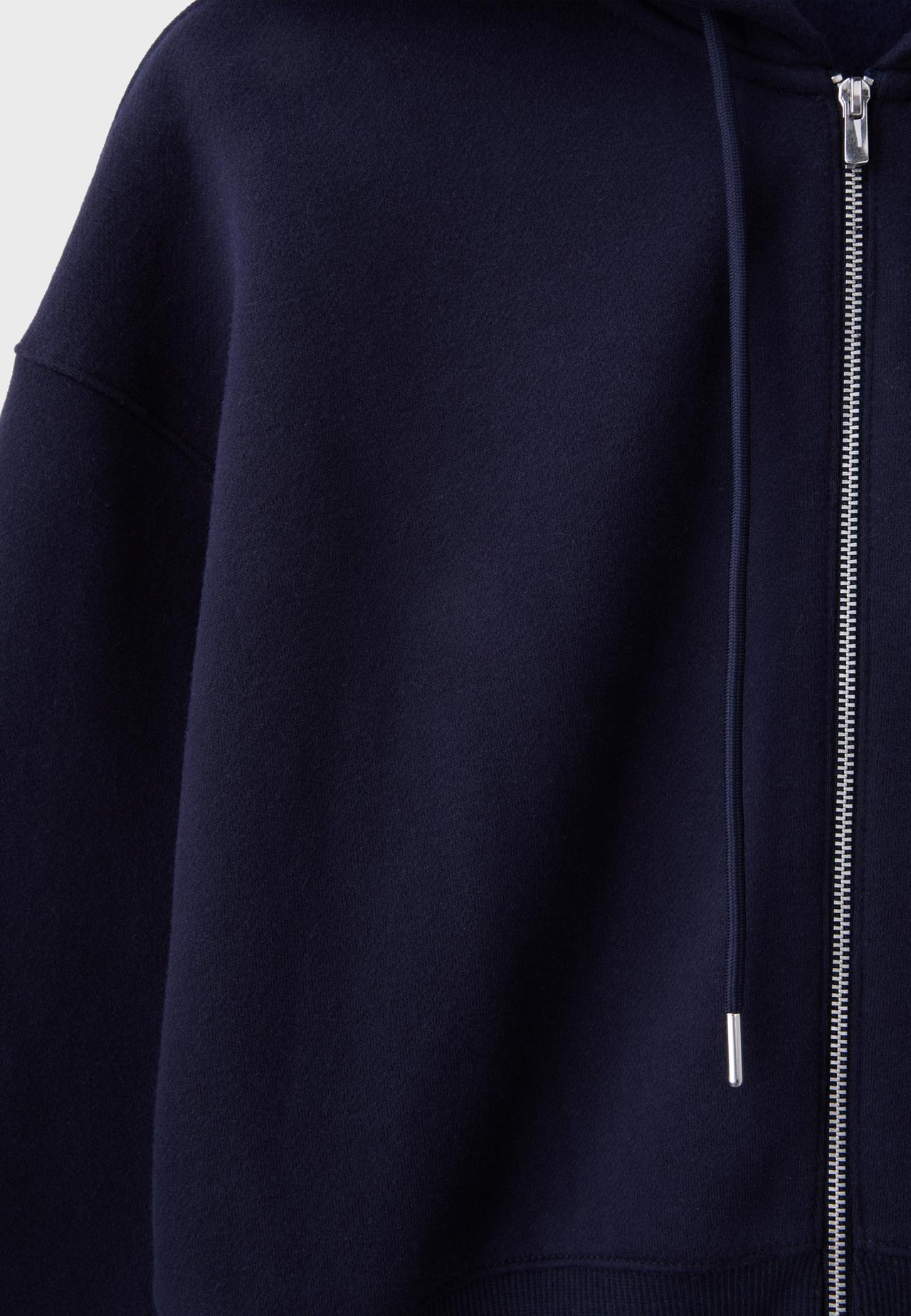 Zip-up sweatshirt with hood — Navy blue