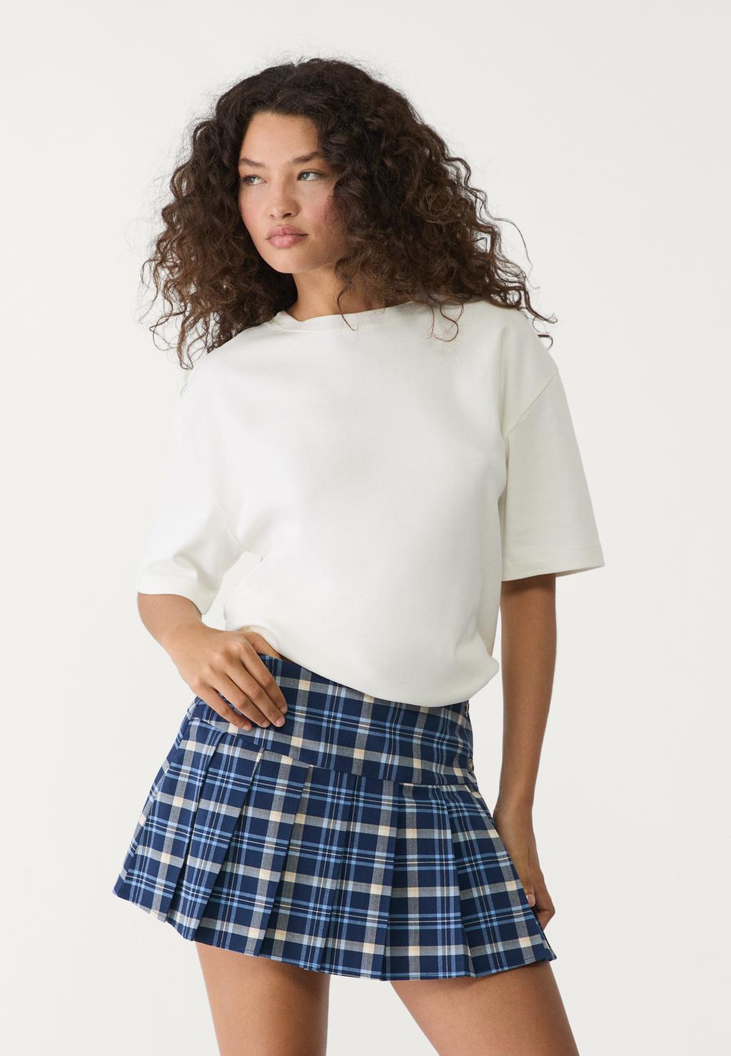 Check box pleat mini skort