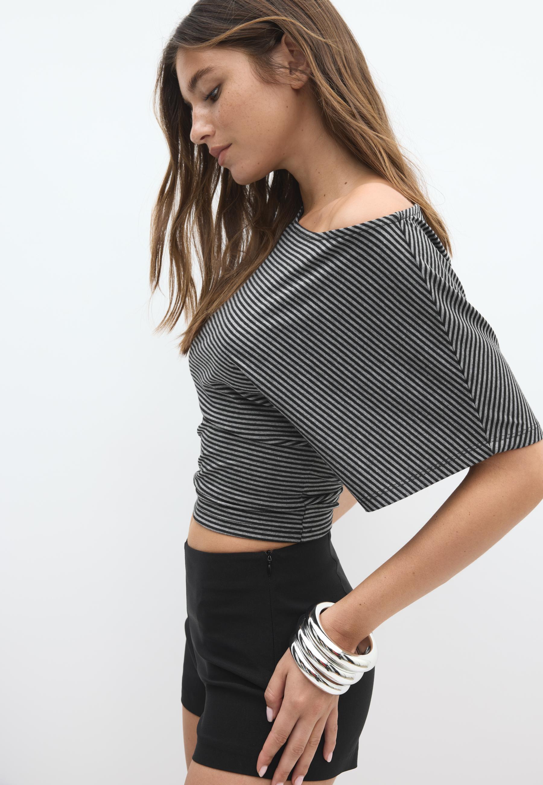Striped print T-shirt — Dark grey