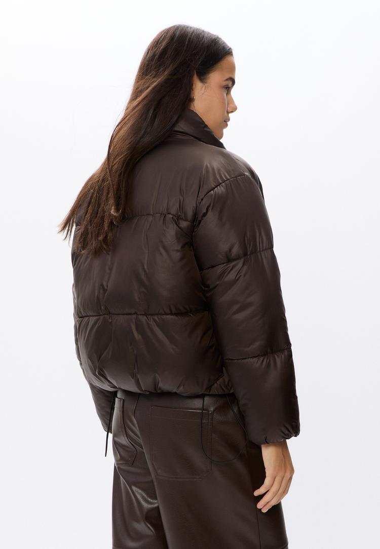 satin effect puffer jacket