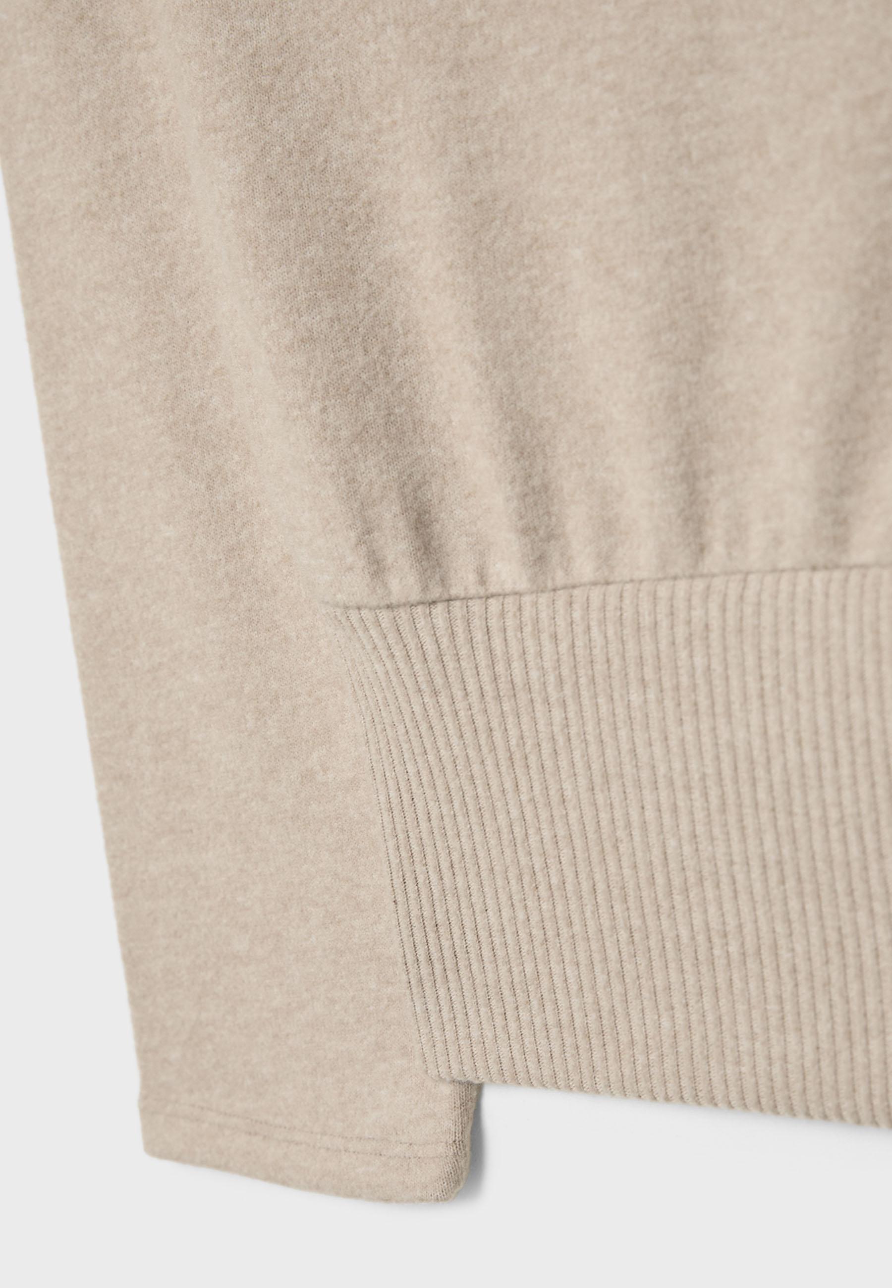 Boat neck knit T-shirt with sash belt — Stone