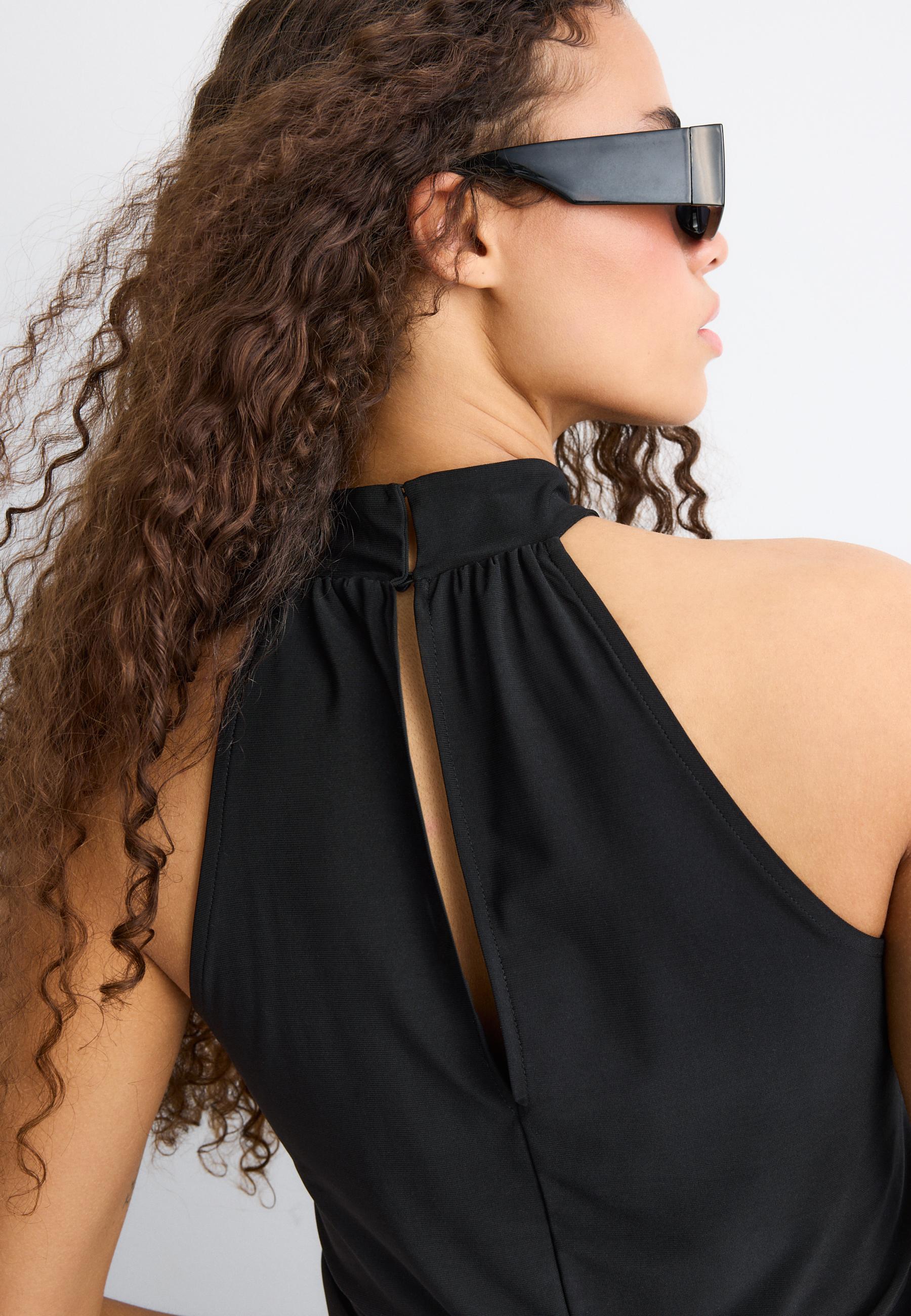 Puff-effect halter top — Black
