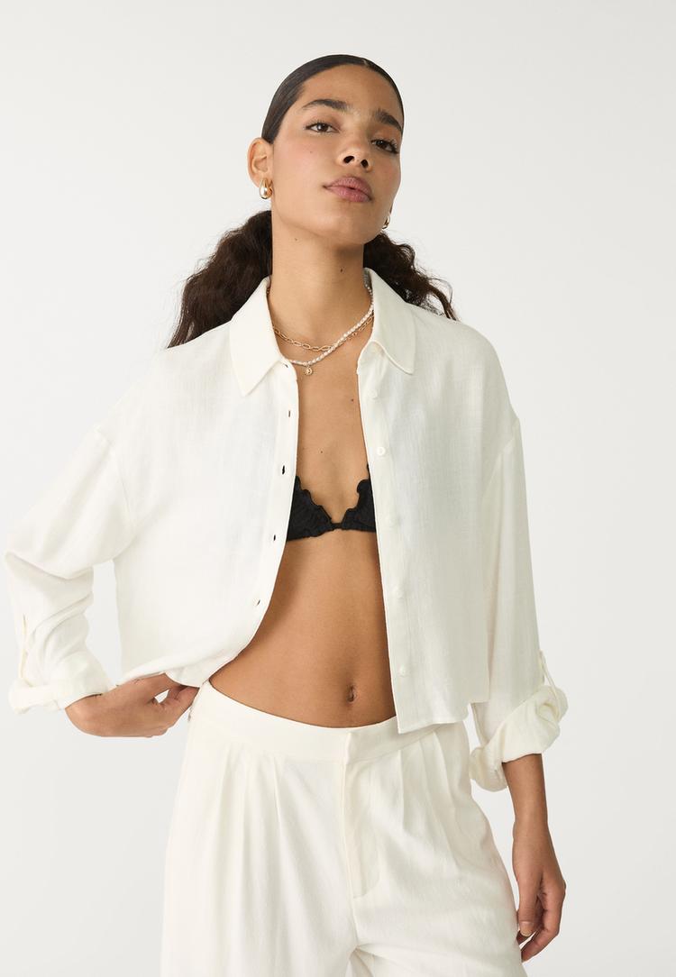 camisa corta con lino