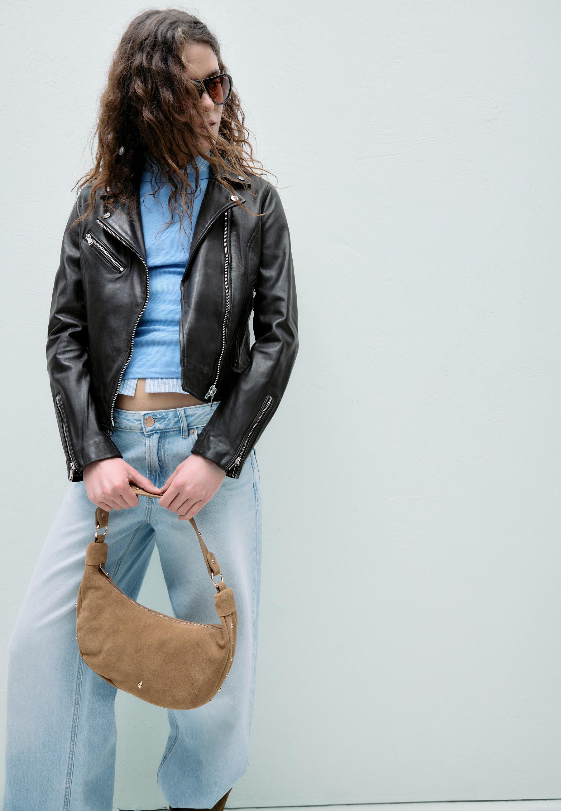 Leather biker jacket — Black