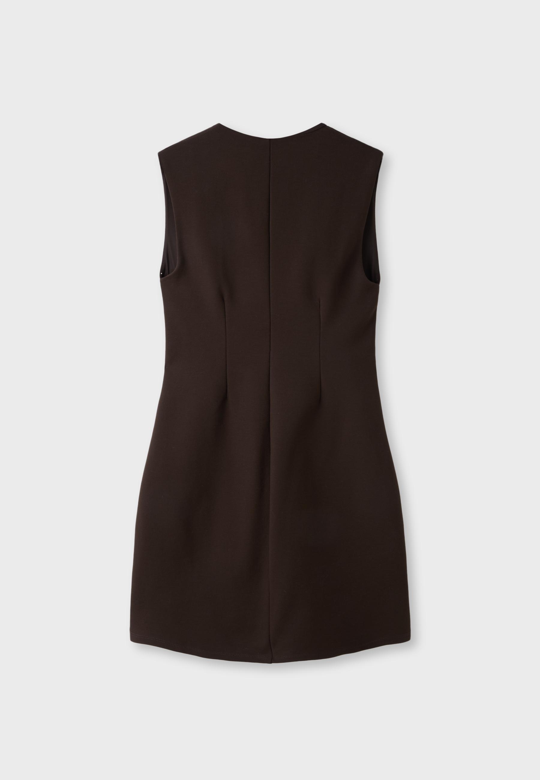 Short V-neck dress — Brown